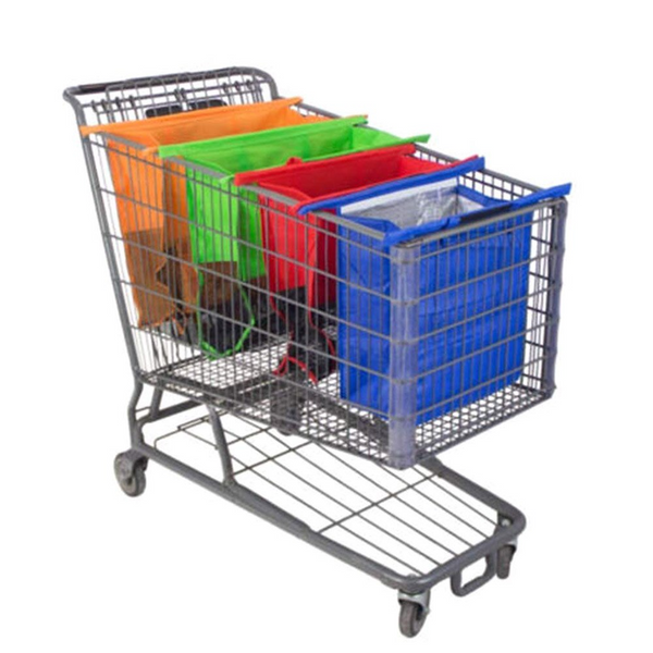 Sacs malins de rangement chariot/caddie pour courses organisées au supermarché (pack de 4)