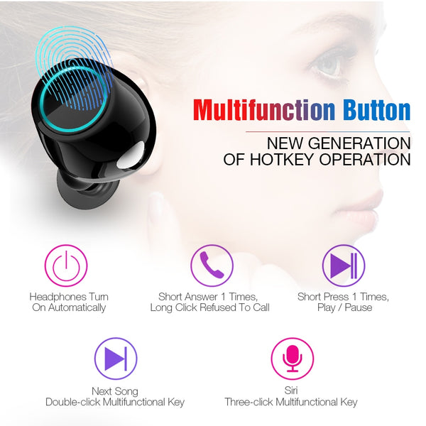 Écouteurs stéréo sans fil Écouteurs Bluetooth avec micro